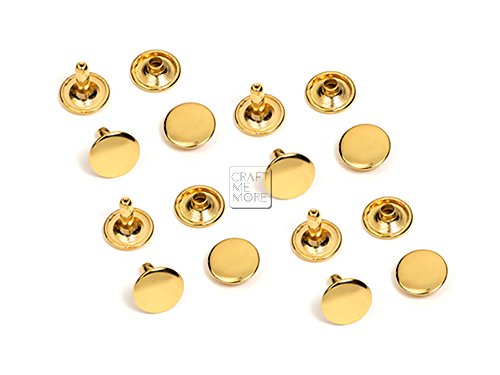 CRAFTMEmore 100 PCS 4MM 5MM 6MM Double Cap Rivets Round Rivet Fasteners for Leather Craft Decorations VT (6 mm Cap, Gold)