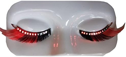 Dbtxwd Colourful LED Eyelashes, Unisex Luminous Shining Eyelid Glowing False Lashes For Dancing Party Concerts Halloween Christmas,Red,2Pairs [Energy Class A]