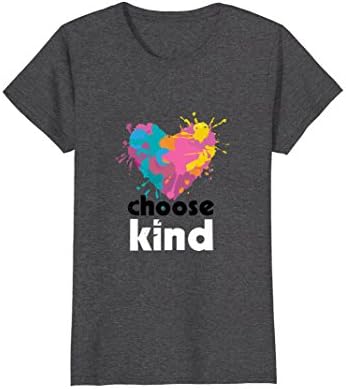 Womens Choose Kind T Shirt with Heart Medium Dark Heather