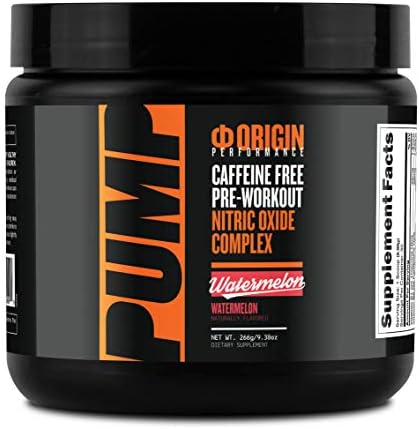 Origin Pump Caffeine-Free Pre-Workout Nitric Oxide Complex (Watermelon, 30 Serv) - Gluten Free and Non-GMO