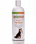 PetPup's All Natural Pet Shampoo for Dogs & Cats - 5-in1 Formula - It Cleans, Conditions, Moisturizes, Deodorizes & Detangles- Best for Sensitive Itchy Skin. NO Preservatives, NO Parabens; Soap-Free