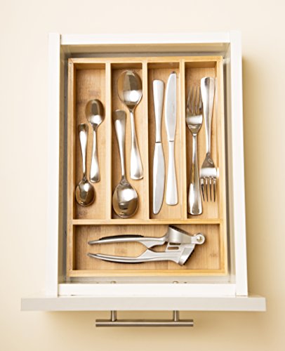 Bamboo Cutlery Tray by Karlstad.Us: Stylish Utensil Drawer Organizer from Natural Bamboo| Double-Wall Reinforced Construction & Rubber Base for Stability| Must-Have Kitchen Utensil Accessory - Thumbnail 7