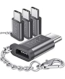 JSAUX Micro USB (Female) to USB C Adapter 4-Pack, Aluminum USB Type C Adapter with Keychain Fast Charging Compatible with Samsung Galaxy S10 S9 S8 Plus Note 9 8, LG V30 G5 G6, Moto Z Z2, more (Grey)