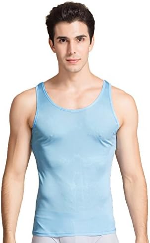 CLC Men's Mulberry Silk Camisole Sleeveless Shirt Tank Tops Knit Fabric
