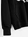 Romwe Women's Long Sleeve Kangaroo Pockets Slogan Letter Print Cute Cat Ear Pullover Hoodie Black XXL