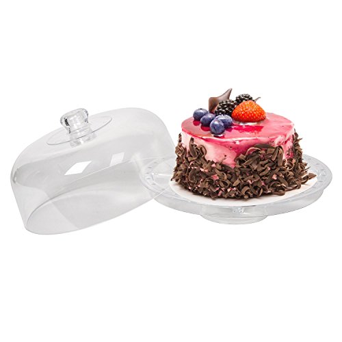KARMAS PRODUCT 6 in 1 Cake Stand with Dome Lid,Multifunctional Serving Platter and Cake Plate, Salad & Punch Bowl,Clear Acrylic,12" - Thumbnail 3