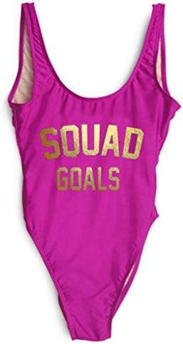 MNLYBABY Women's Letter Print One Piece Monokini Bikini High Cut Backless Swimsuit