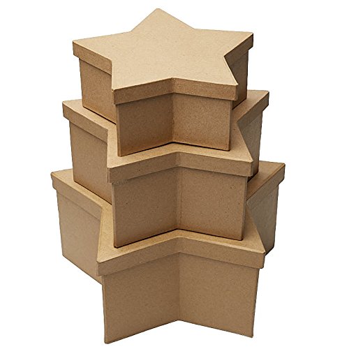Factory Direct Craft Handcrafted Paper Mache Large Star Boxes - 3 Boxes