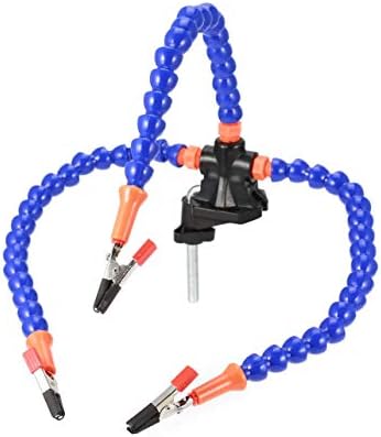 Helping Hands Strange Arms Soldering Repair Assembly Welding Tools Bench Vise Table Clamp Station 3pcs Flexible Rotatable(Blue)