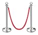 New Star Foodservice 54767 Red Velvet Stanchion Rope with Chrome Plated Hooks, 79.5-Inch, Set of 2