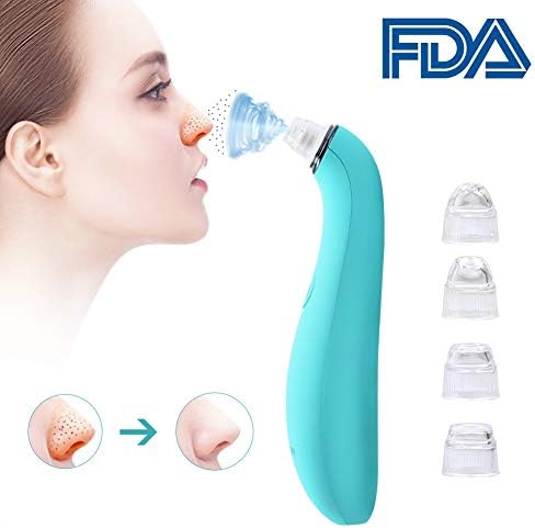 Blackhead Remover Vacuum, Wandwoo 4-IN-1 Blackhead Suction Remover Vacuum,Electric Pore cleanser,USB Rechargeable,Pore Vacuum with 4 Multi-Functional Replaceable Suction Heads (Blue)