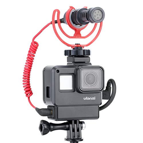 ULANZI V2 Protective Housing Case Vlogging Frame Cage with Microphone Cold Shoe Mount Compatible for GoPro Hero 7 6 5 Vlog Setup Action Camera Accessories - Thumbnail 3
