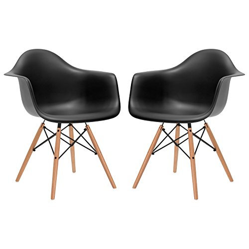 Poly and bark eames style molded plastic dowel-leg armc…