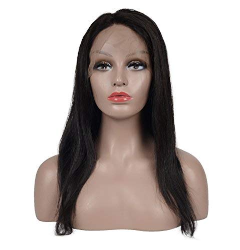 Pre Plucked 360 Lace Front Wigs Human Hair Straight, Veer Brazilian Virgin Human Hair With Baby Hair for Women Natural Black Color(#1B) 16inch