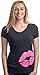 Neon 80s Pink Lips | Cute Vintage Lipstick Sexy Kiss V-Neck T-Shirt for Women