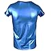 YiZYiF Sexy Men's Leather Look PVC Underwear Clubwear T-Shirt Xmas Dance Top Blue Large