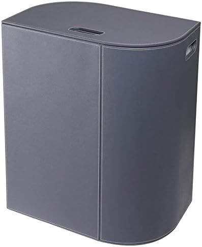 Vella Leather Laundry Basket, Dark Grey
