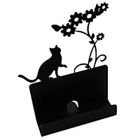 Business Card Holder Stand For Office Coffee Shop Store Organizer Christmas Valentines Day Graduation Gift - Cat Shape -Black