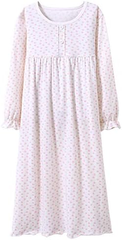 Allmeingeld Girls' Princess Nighties Heart Print Nightgowns Long Sleeve Sleepwear for 3-12 Years