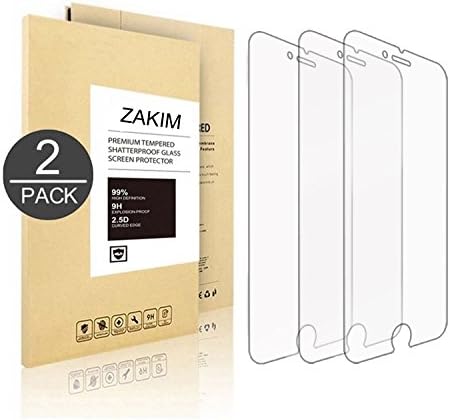[2 Packs]-iPhone 8 PLUS iPhone 7 PLUS iPhone 6S PLUS Screen Protector,ZAKIM Tempered Glass Screen Protector for iPhone 7 PLUS iPhone 6S PLUS with Ultra Clear,Scratch Proof Bubble Free(clear)