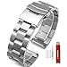 Hstrap Stainless Steel Watch Bands Brushed Finish Watch Strap 18mm 20mm 22mm 24mm Double Buckle Bracelet Silver