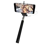 Bengoo Extendable No Charger Charging Free No Bluetooth 3.5mm Wired Remote Control Cable Control Selfie Stick Selfie Handheld Stick Monopod Extendable Handheld Pole Holder--Black