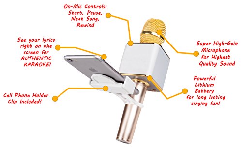 Templeton-3-in-1-Wireless-Karaoke-Microphone-w-Built-In-Bluetooth-Speaker-Echo-Effects-Functions-Use-w-iPhone-Apple-Android-PC-Smartphones-w-Free-Cell-Phone-Lyrics-Holder