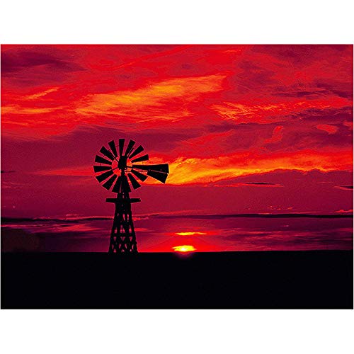 5D Diamond Painting Kits for Adults Full Drill, 19.7X27.6Inches- Ocean Windmill