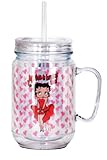 Betty Boop Brains Mason Jar, Red