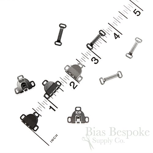 24 Sets Sew-On Slim Metal Skirt Hooks and Bars, Silver