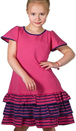Petite Amelia Little Girls Stripe Ruffle Twirling Dress, Size 2, Pink