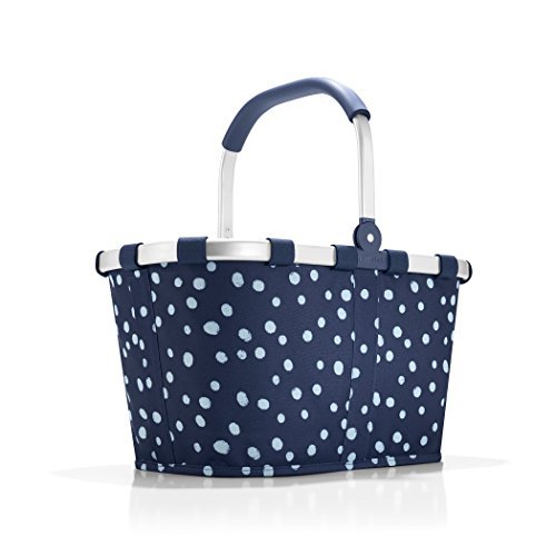 reisenthel Carrybag Fabric Picnic Tote, Sturdy Lightweight Basket for Shopping and Storage, Spots Navy