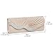 Jubileens Pleated Satin Wavy Crystal Clutch Evening Bag Wedding Purse Handbag (Champagne)