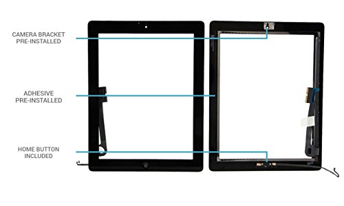 TechOrbits Replacement 9.7" Touch screen Digitizer Glass for IPAD 4th Generation With Home Button A1458 A1459 A1460 (AT&T/T-Mobile/Sprint/Verizon) GSM CDMA White Repair Kit - Thumbnail 5