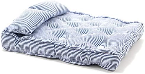 Classics by Handley Dollhouse Double Mattress with Pillows, Blue and White Stripe