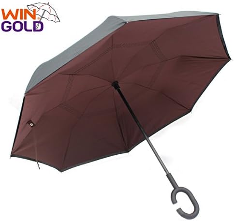 wingold Inverted Umbrella Double Layer Umbrella Reverse Umbrella for Car and Outdoor Use Windproof and UV Protection Big Straight Umbrella Folding for Women/Men.