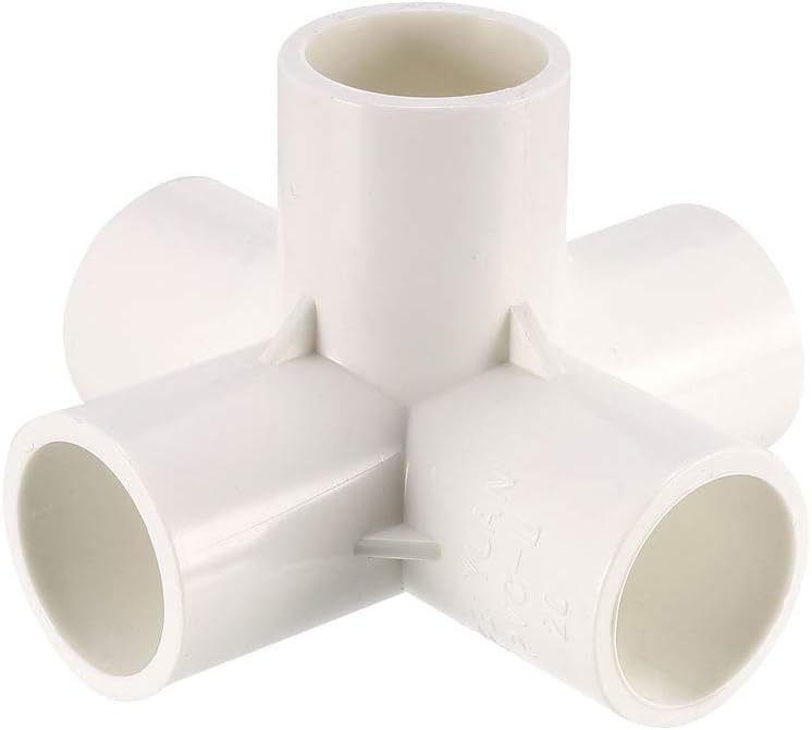 sourcing map 5 Way Elbow PVC Pipe Fitting Furniture Grade 20mm Size Tee Corner Fittings White 6pcs, 20mm,6Pcs