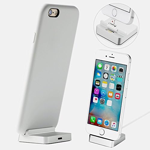 iPhone Charging Station, MoiZen Aluminum Lightning Magnetic Desktop Docking Charger Station for iPhone (Silver)