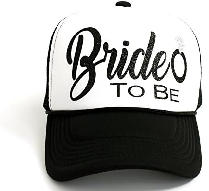High Limit Bride to Be Diamond Ring Black/White Trucker Hat with Black Glitter Lettering