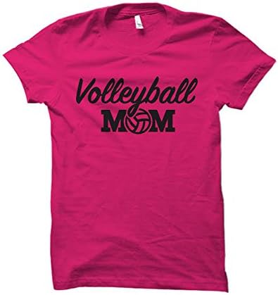 Gifted Gear Volleyball Mom Team Spirit Ultra Cotton Adult T-Shirt (Small, Pink)