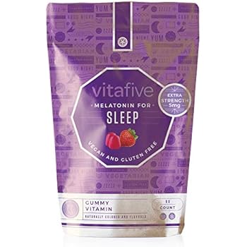 Vitafive Extra Strength Melatonin Gummies - Natural Sleep Aid Gummy Vitamins - Eco Friendly, Natural Strawberry Flavor, Vegan, Vegetarian, Gluten Free, ...