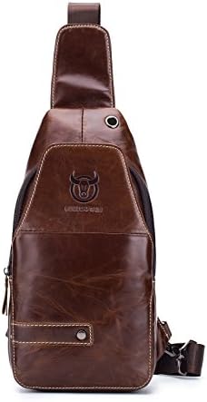 Sling Bags,Men Genuine Leather Chest Bag, Crossbody,Shoulder Bag,Backpack Messenger Bag Daypack For Business Casual Sport Hiking Travel