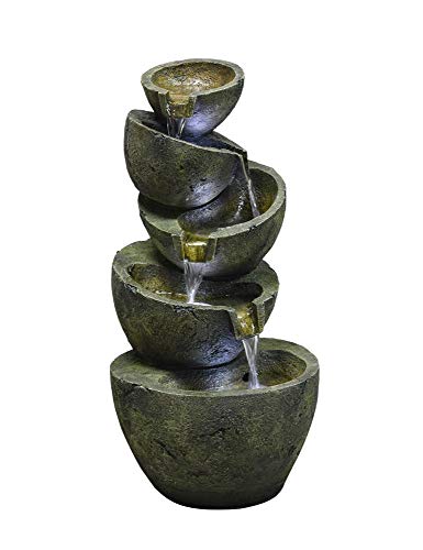 xpiyaer Indoor/Outdoor 5 Tier Bowls Floor Water Fountain 23 3/5" High Cascading Bowls LED for Yard Garden - Thumbnail 6
