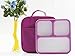 MUNCHBOX Bento Lunch Box - (Purple) Ultra-Slim Tray Style Leakproof 3-Compartment with Air Tight Seal - Prevents Contents from Mixing & Spilling-Microwavable - Dishwasher Friendly - For Kids & Adults.