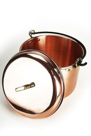 'CopperGarden' Kupfertopf mit Deckel - 8 Liter - 24 cm Durchmesser - glatte Ausführung mit Henkel