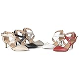 Brinley Co. Womens Matte Pointed Toe Ankle Strap D'Orsay Pumps