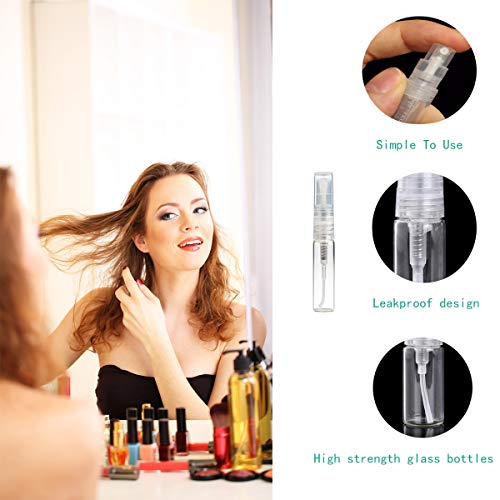 Mini Spray Bottle 5ml, Refillable Glass Spray Bottle, Glass Bottle Atomizer, Perfume Mouthwash Atomizer for Cleaning 5ml Refillable Container for Cleaning, Travel, Essential Oils, Perfume 60 Pcs, 5ml