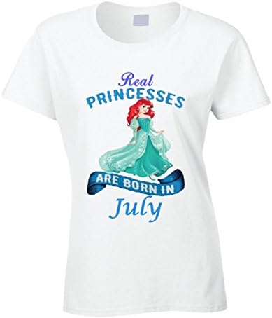 SillyTeesExpress Real Princesses Are Born in July Ariel T Shirt 2XL White