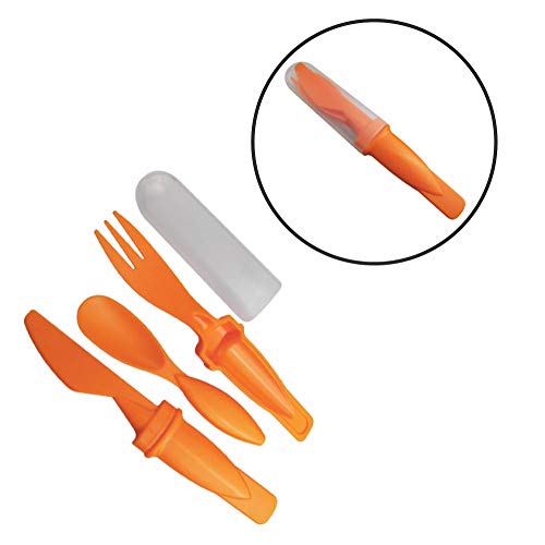 AceCamp 3-Piece Compact Cutlery Set, Portable Camping Utensils for Dinner, Meals & Food, Outdoor Stackable Plastic Fork, Spoon & Knife, Lightweight & BPA-Free, Includes Cover