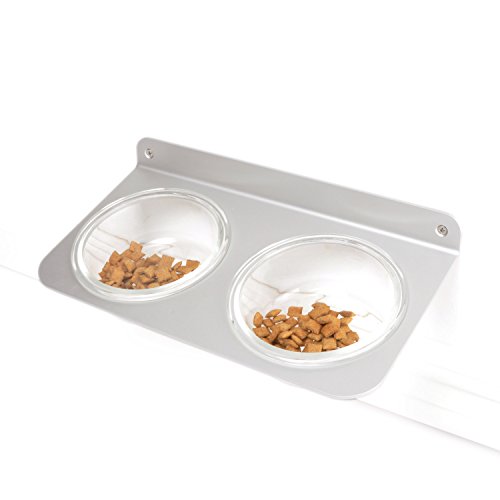 New 4claws Wall Mounted Pet Feeder With Glass Bowls Outlet